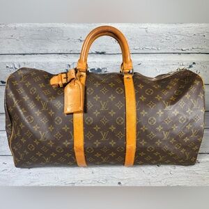 Louis Vuitton Keepall 55 Brown Monogram Travel Duffle Bag